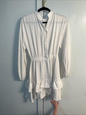 Amazon White Long Sleeve Peplum Tunic Dress